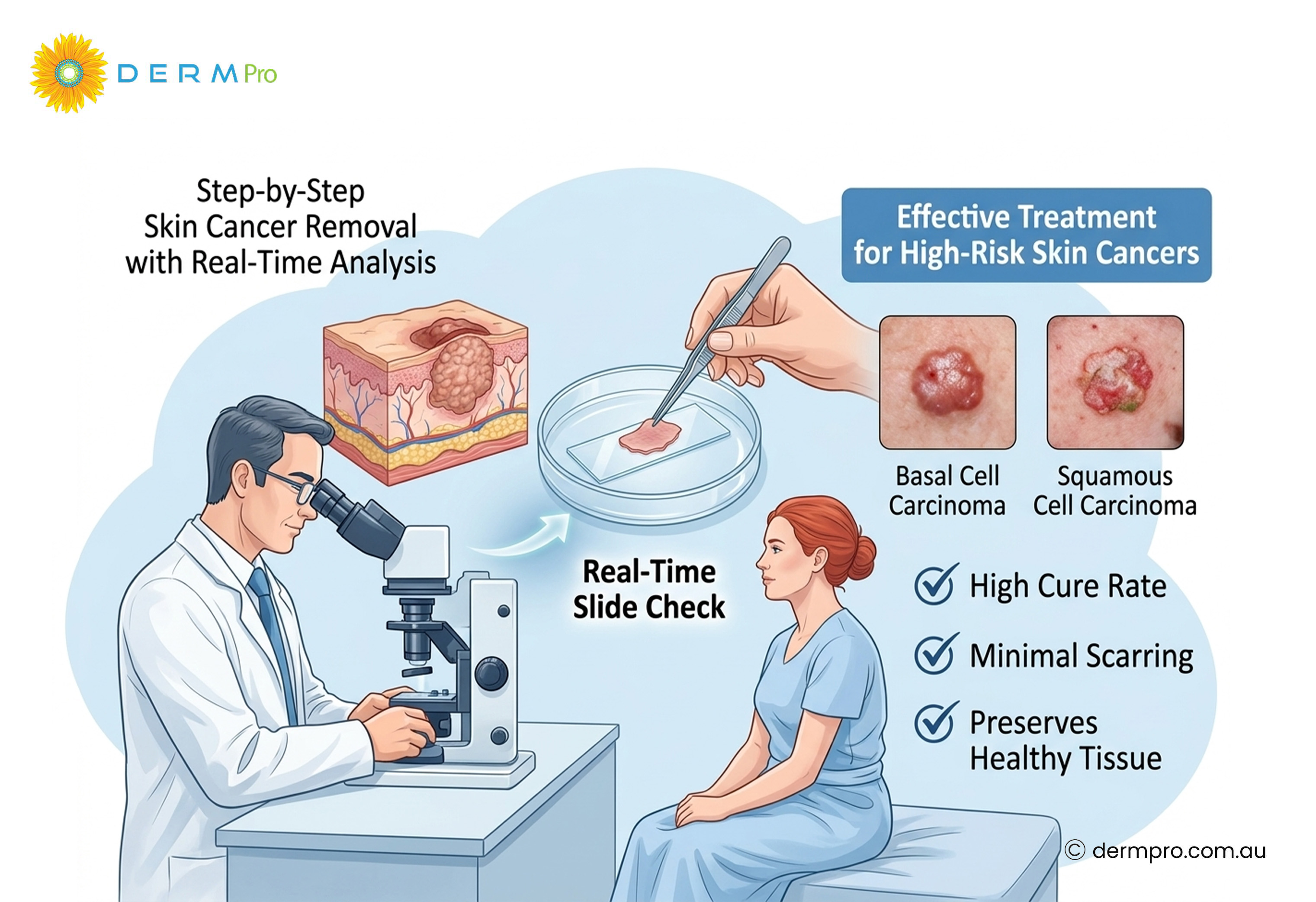step by step skin cancer removal process